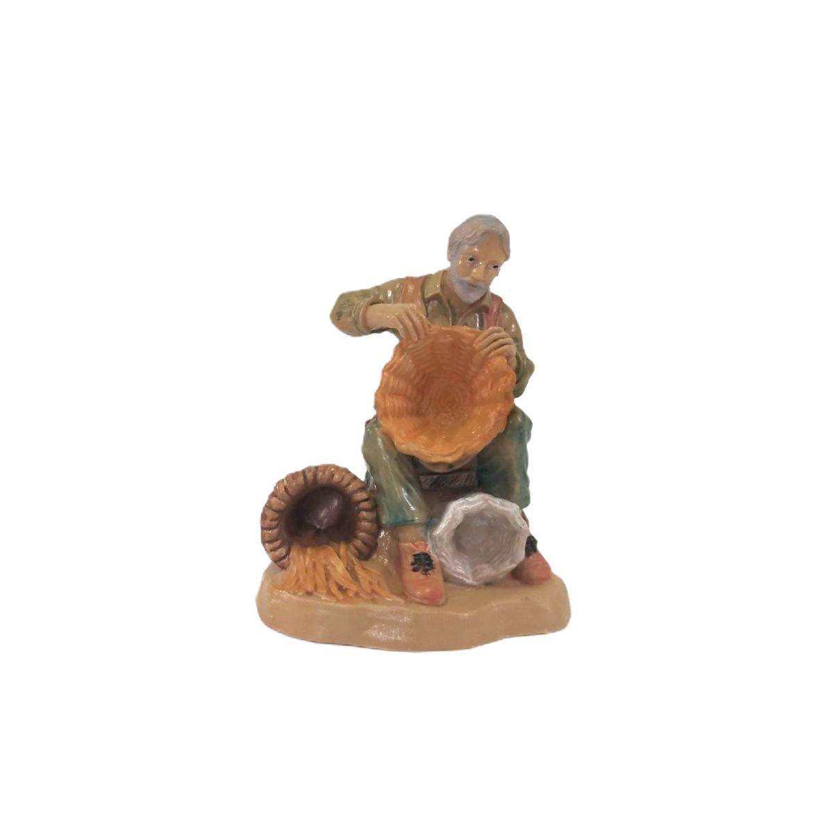 Statua cm.10 Cestaio Seduto | Rossi Rosa