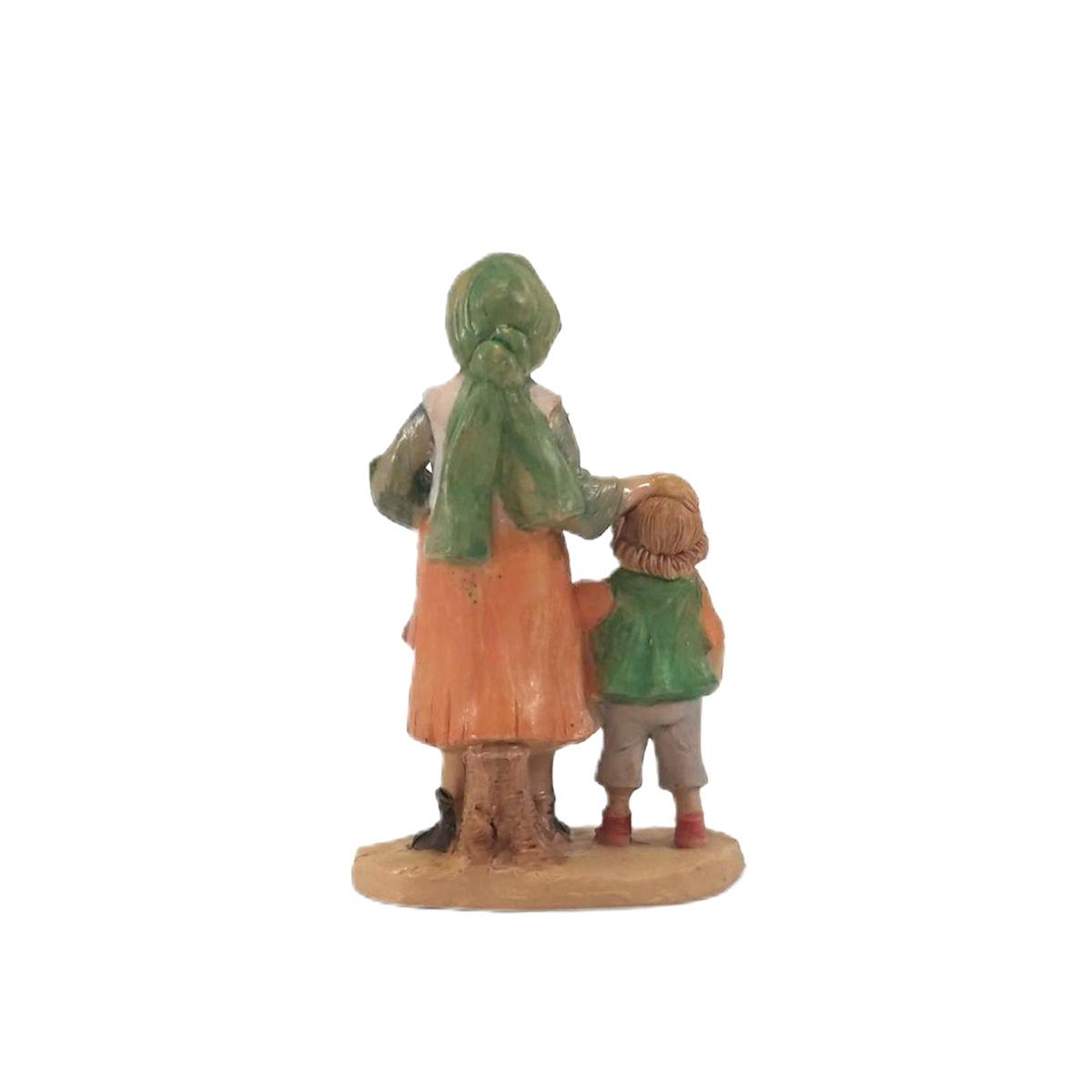 Statua cm.10 Donna con Bambino | Rossi Rosa