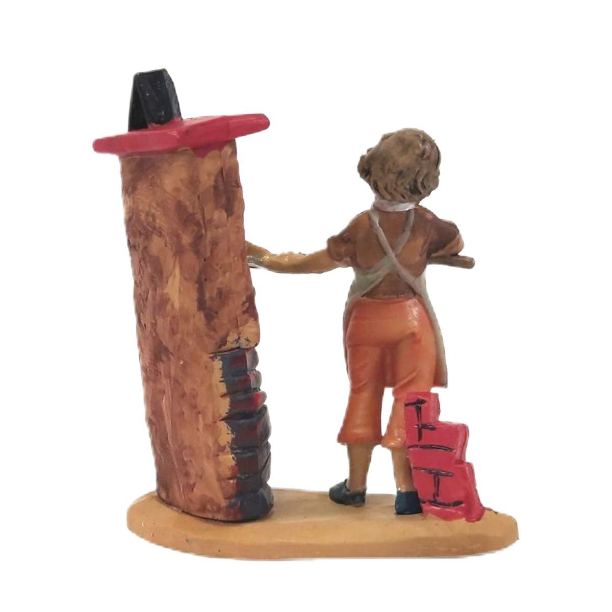 Statua cm.10 Pizzaiolo con Pala e Forno | Rossi Rosa