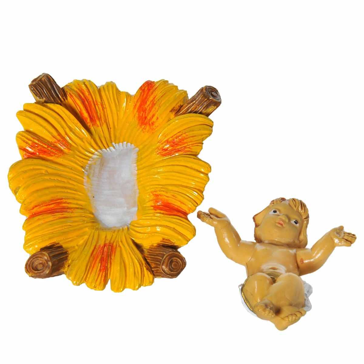 Statua cm.12 Ges Bambino con Culla cm.6,5x5xH2 | Rossi Rosa