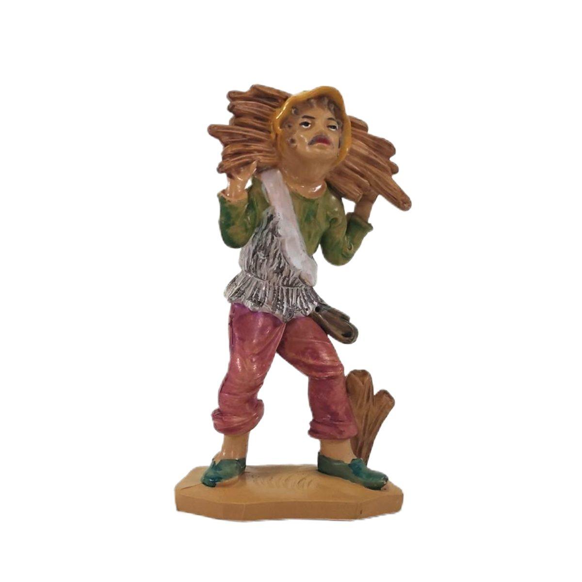 Statua cm.12 Uomo con Fascine Legna | Rossi Rosa