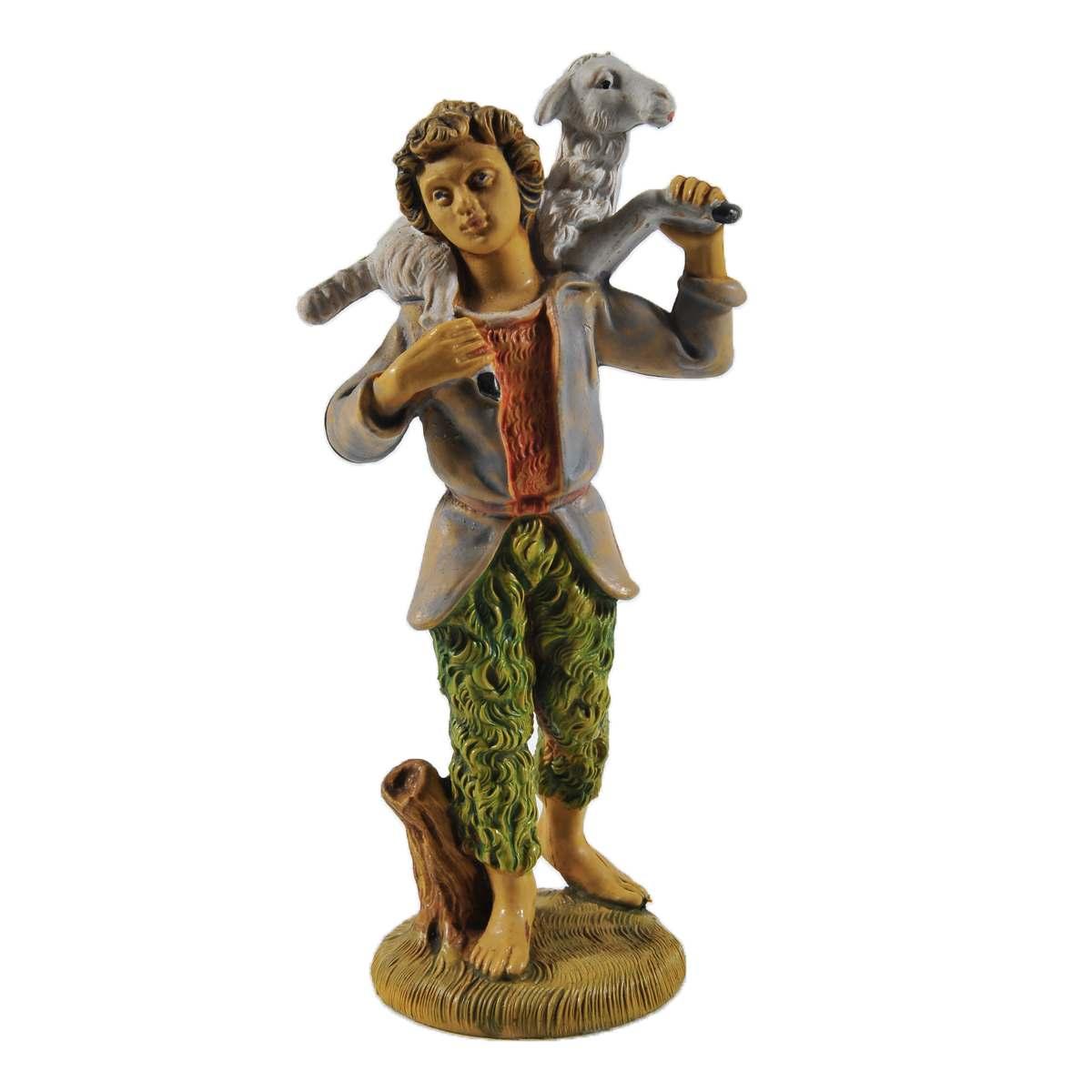 Statua cm.12 Pastorello con Pecora sulle Spalle | Rossi Rosa