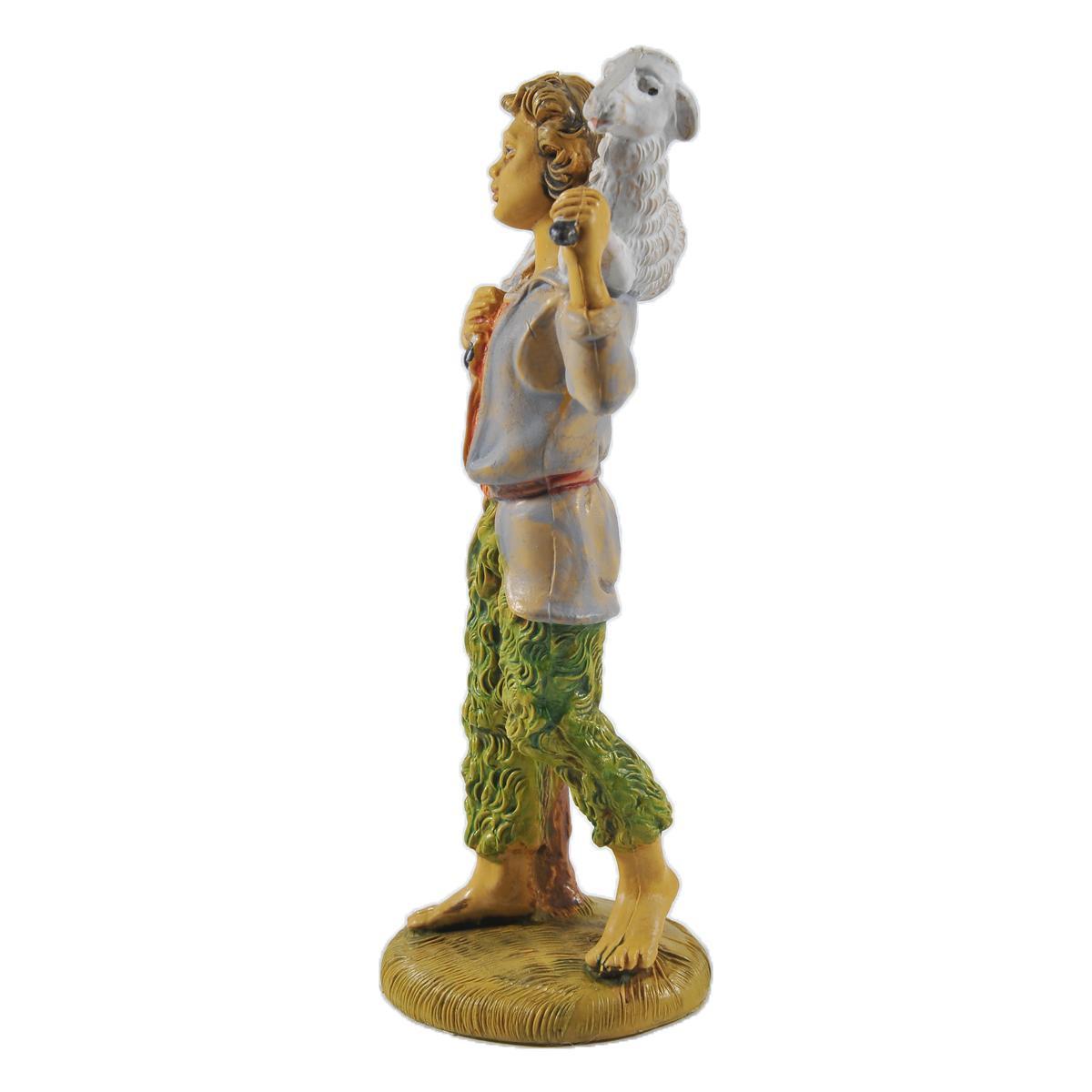 Statua cm.12 Pastorello con Pecora sulle Spalle | Rossi Rosa