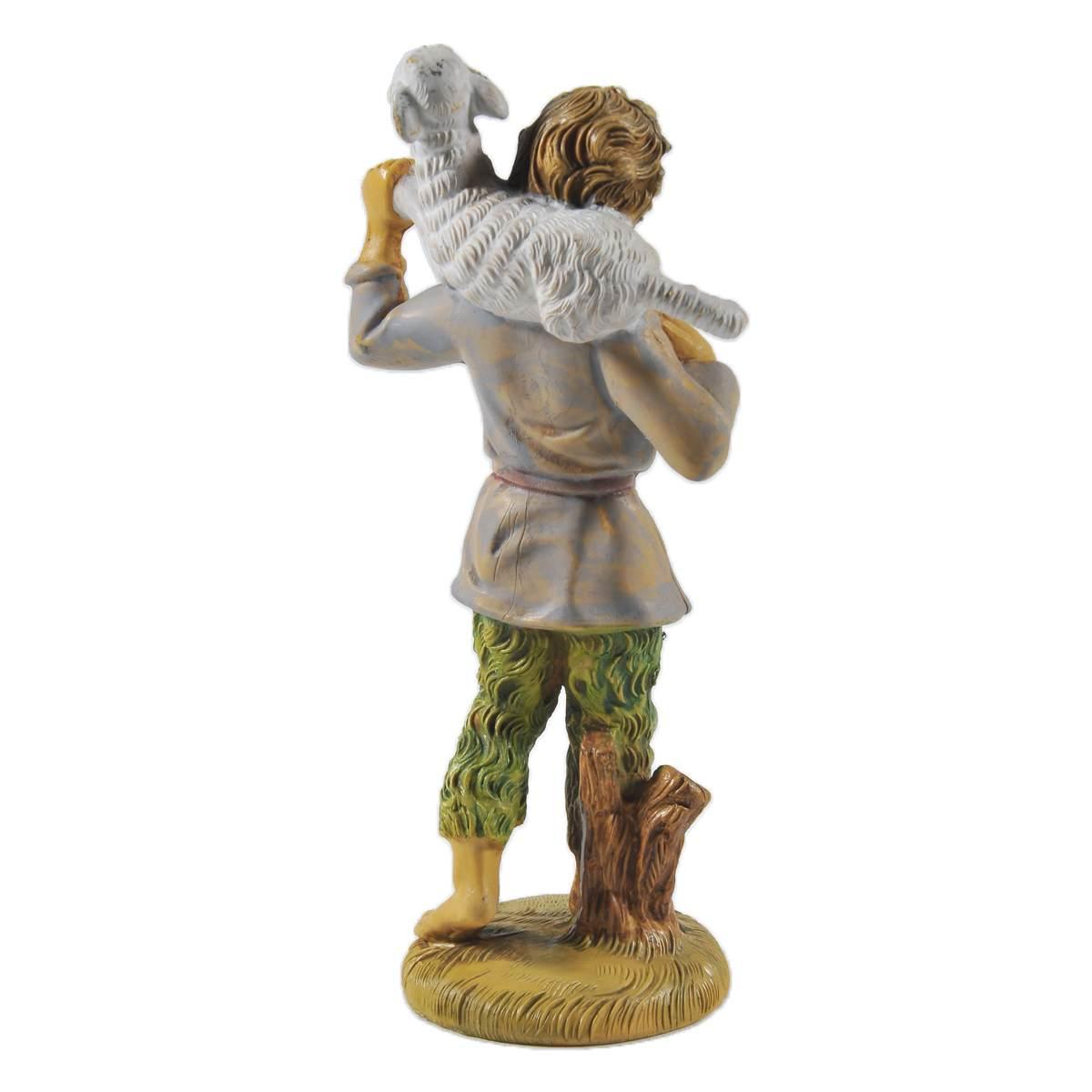 Statua cm.12 Pastorello con Pecora sulle Spalle | Rossi Rosa