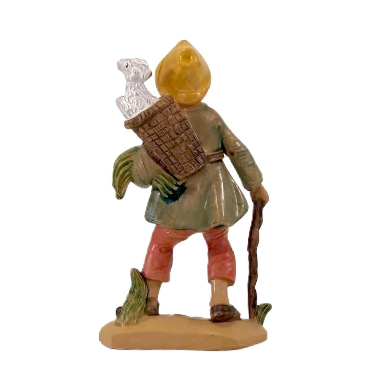 Statua cm.12 Pastore con Pecora sulle Spalle e Bastone | Rossi Rosa