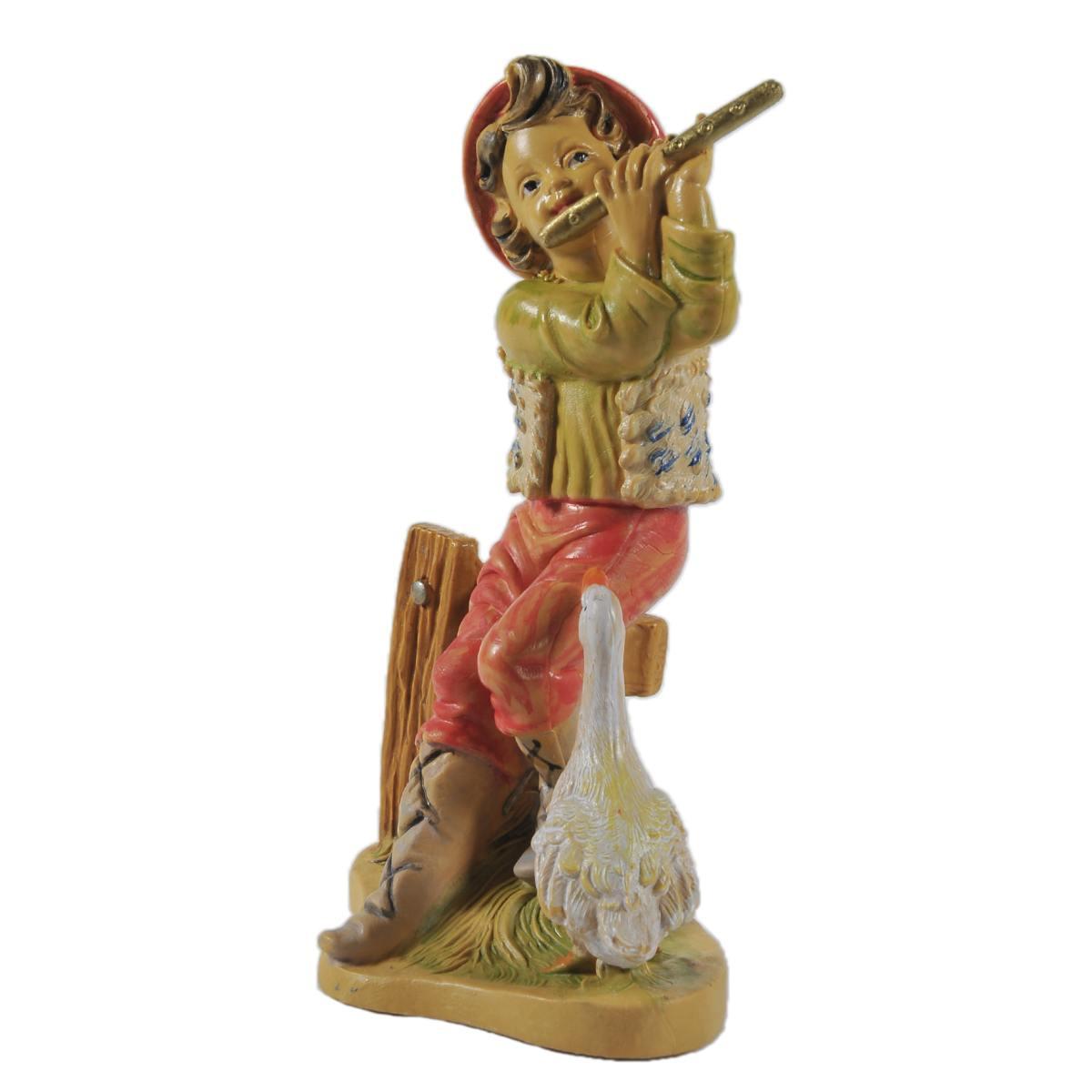 Statua cm.12 Pastorello con Flauto | Rossi Rosa