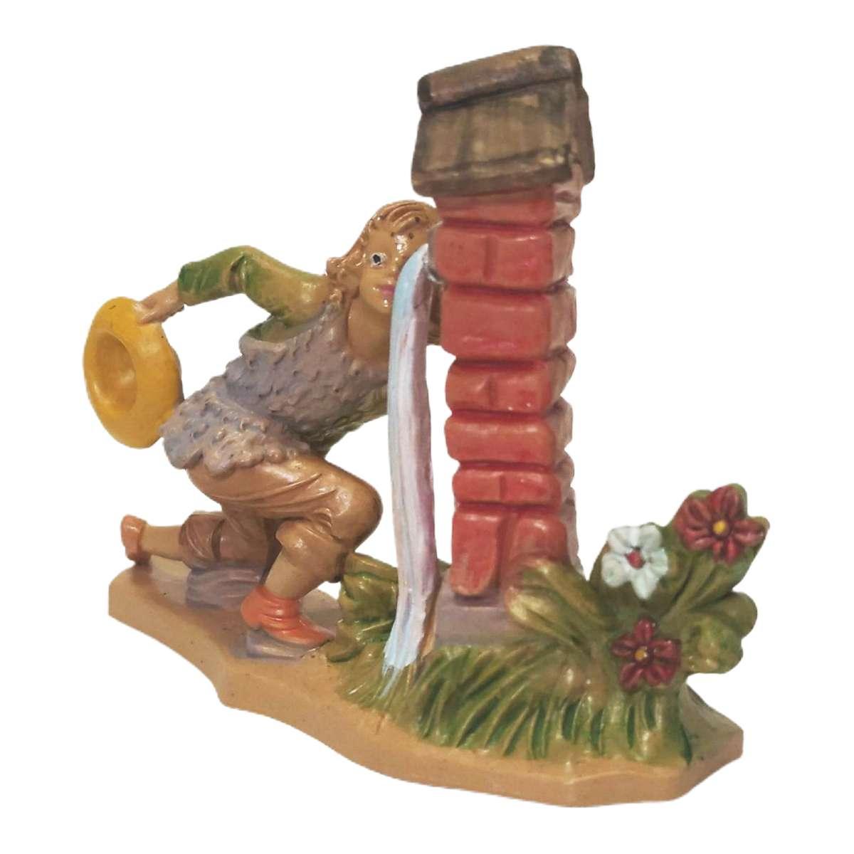 Statua cm.12 Pastorello in Ginocchio alla Fontana | Rossi Rosa