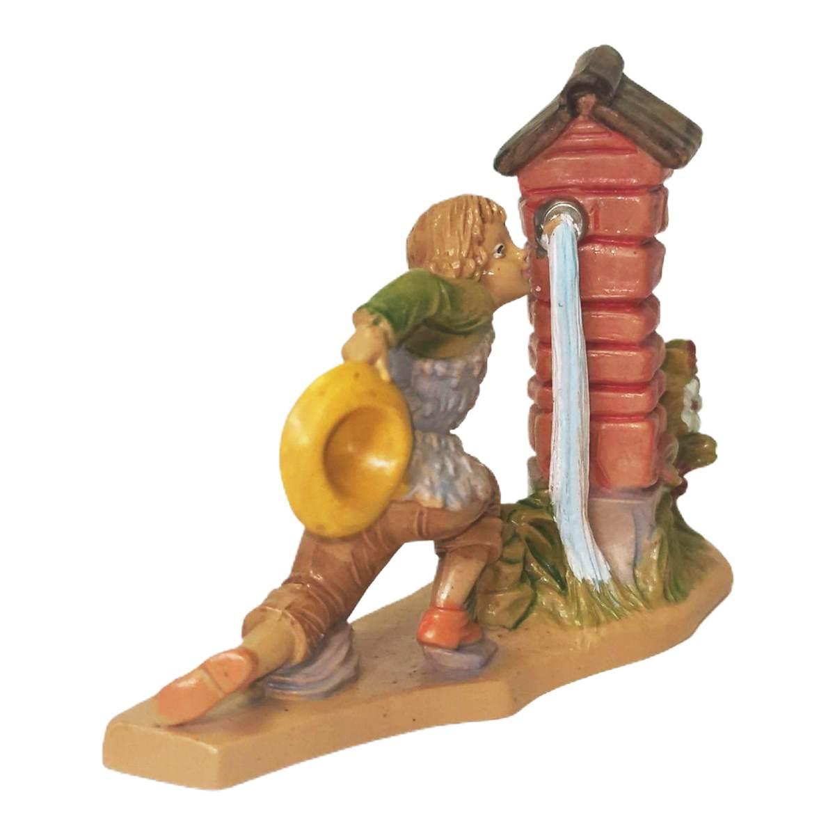 Statua cm.12 Pastorello in Ginocchio alla Fontana | Rossi Rosa