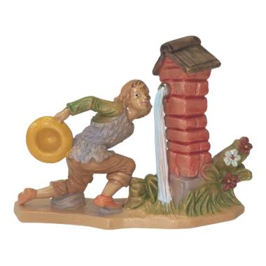 Statua cm.12 Pastorello in Ginocchio alla Fontana | Rossi Rosa