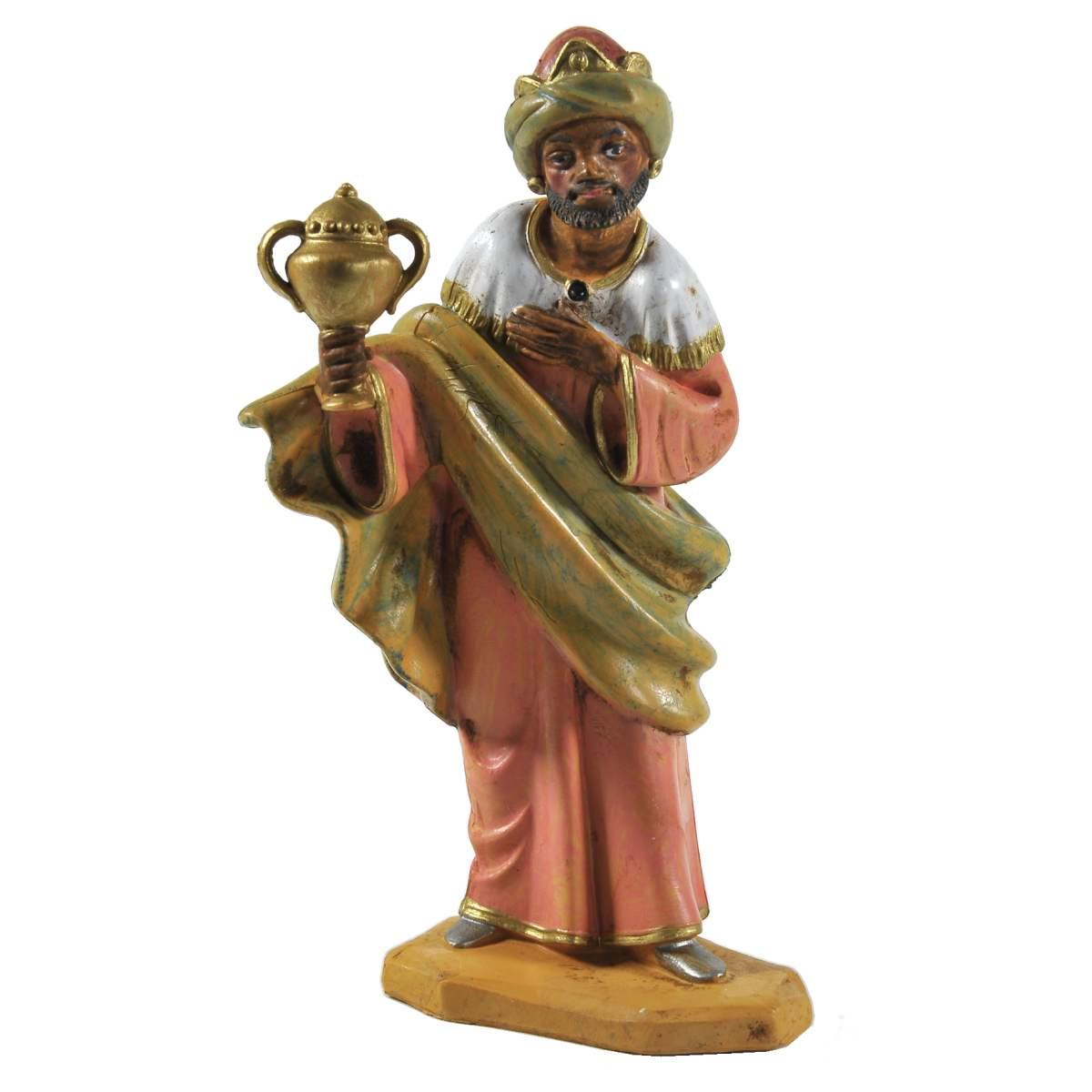 Statua Re Magi cm.8 Baldassarre in Ginocchio cm.8x3,5xH8 | Rossi Rosa