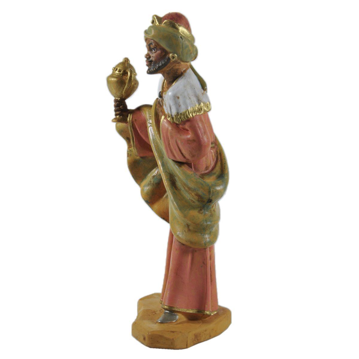 Statua Re Magi cm.8 Baldassarre in Ginocchio cm.8x3,5xH8 | Rossi Rosa