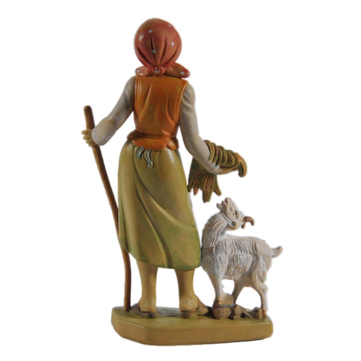 Statua cm.16 Donna con Pecora | Rossi Rosa