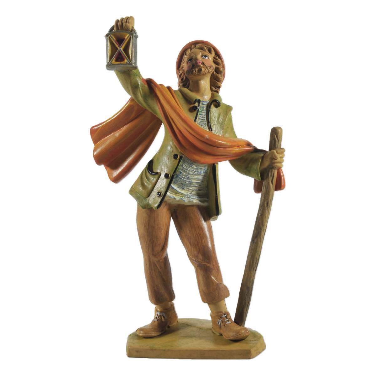 Statua cm.16 Uomo con Lanterna | Rossi Rosa