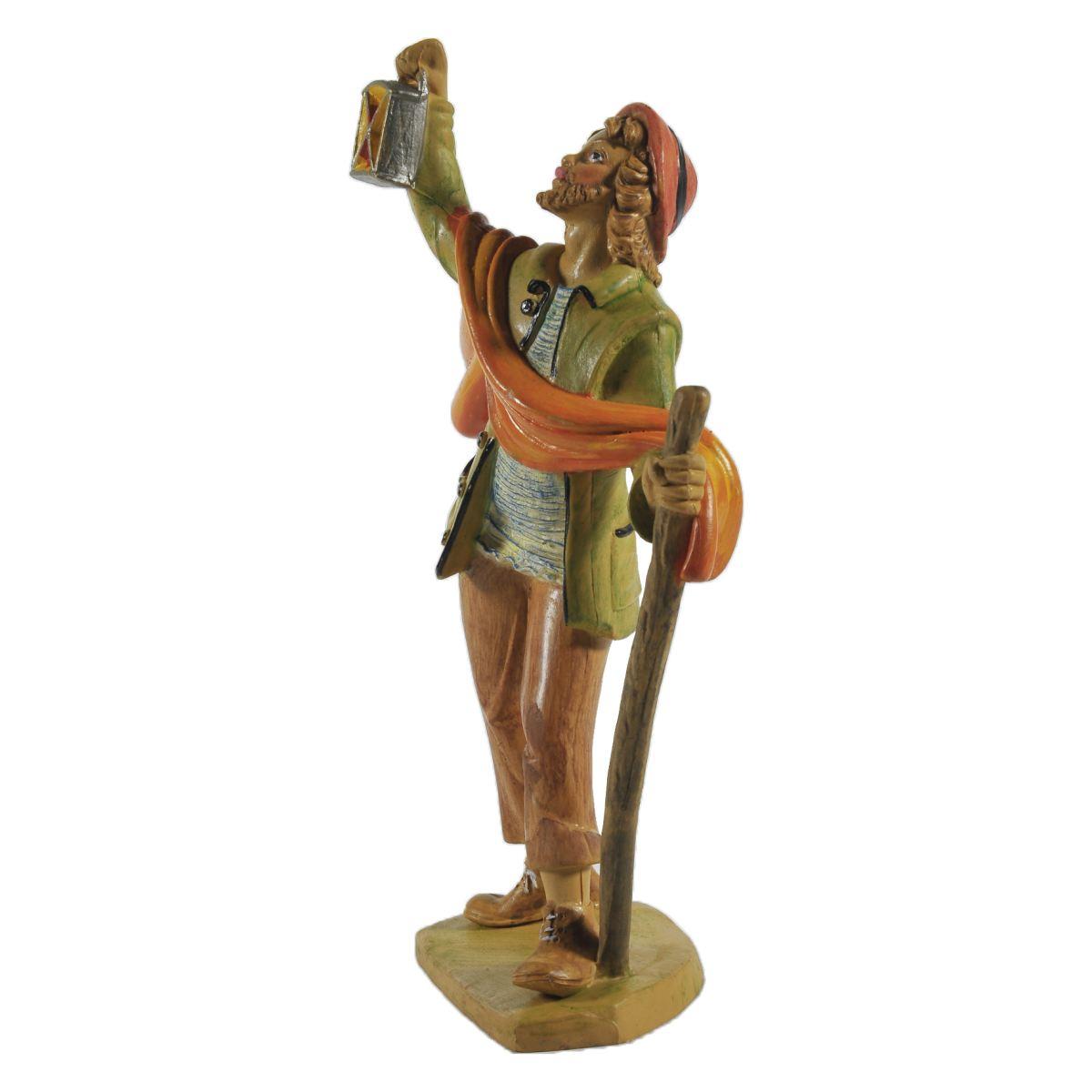 Statua cm.16 Uomo con Lanterna | Rossi Rosa