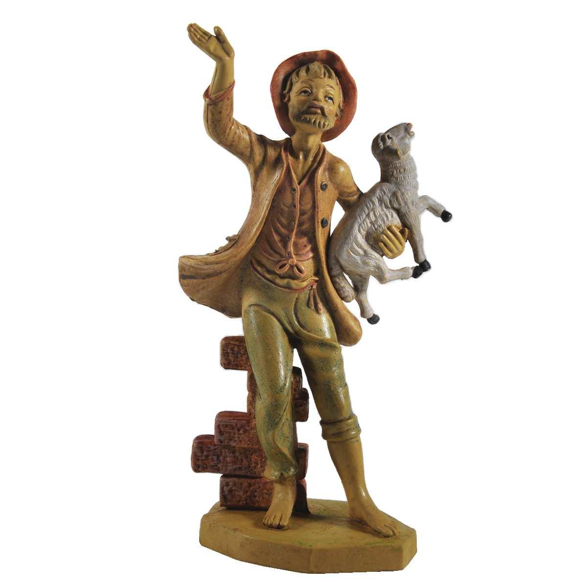 Statua cm.16 Pastore con Pecora | Rossi Rosa