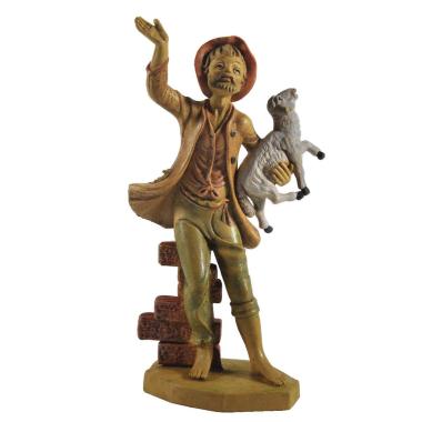 Statua cm.16 Pastore con Pecora | Rossi Rosa