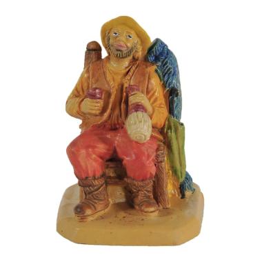 Statua cm.6 Uomo Bevitore Vino | Rossi Rosa