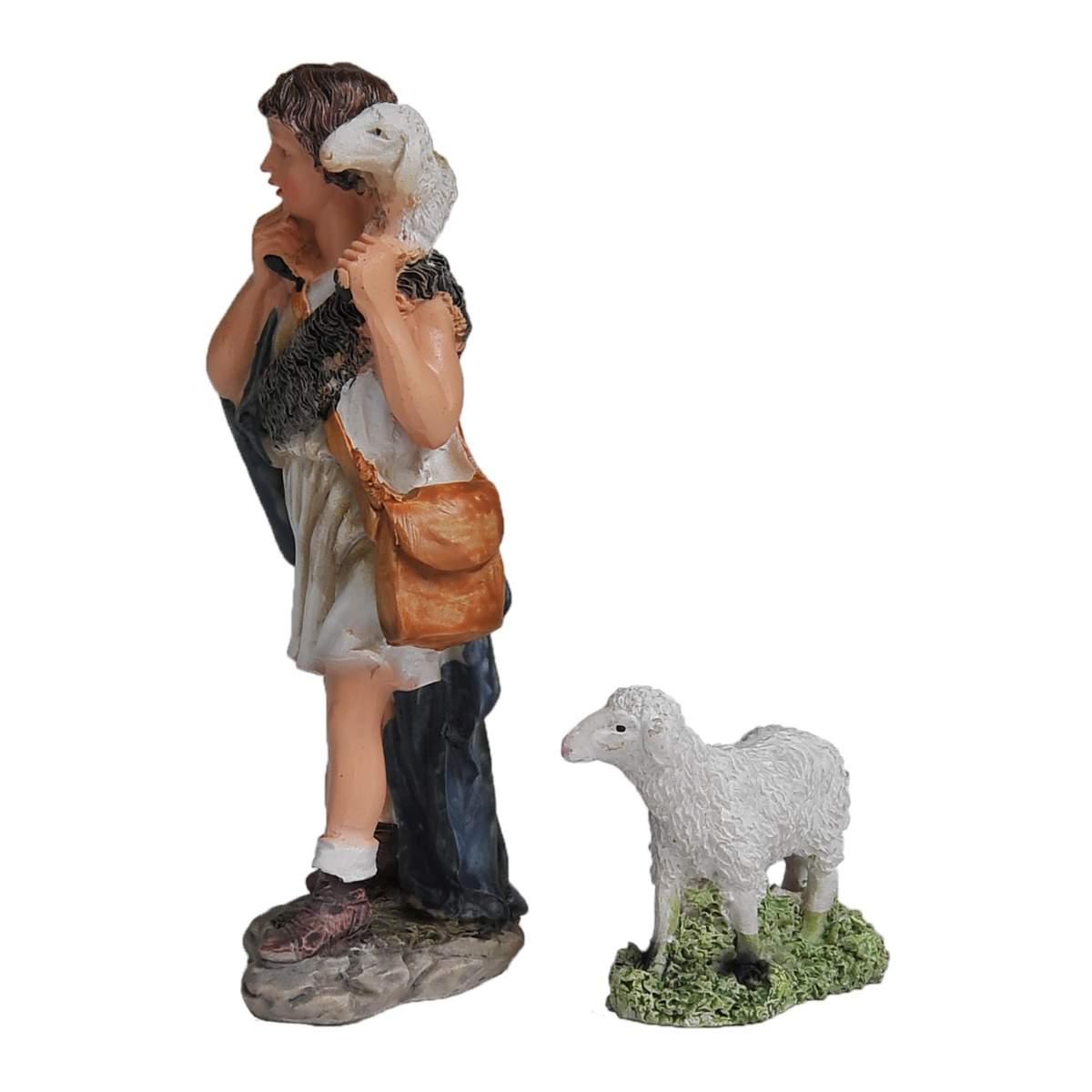 Statua Re Magi cm.12 con Pastore e Pecora Set da 5 Pz. | Rossi Rosa