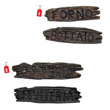 Insegna Bottega cm.6,5x1 Set pz.2 | Rossi Rosa