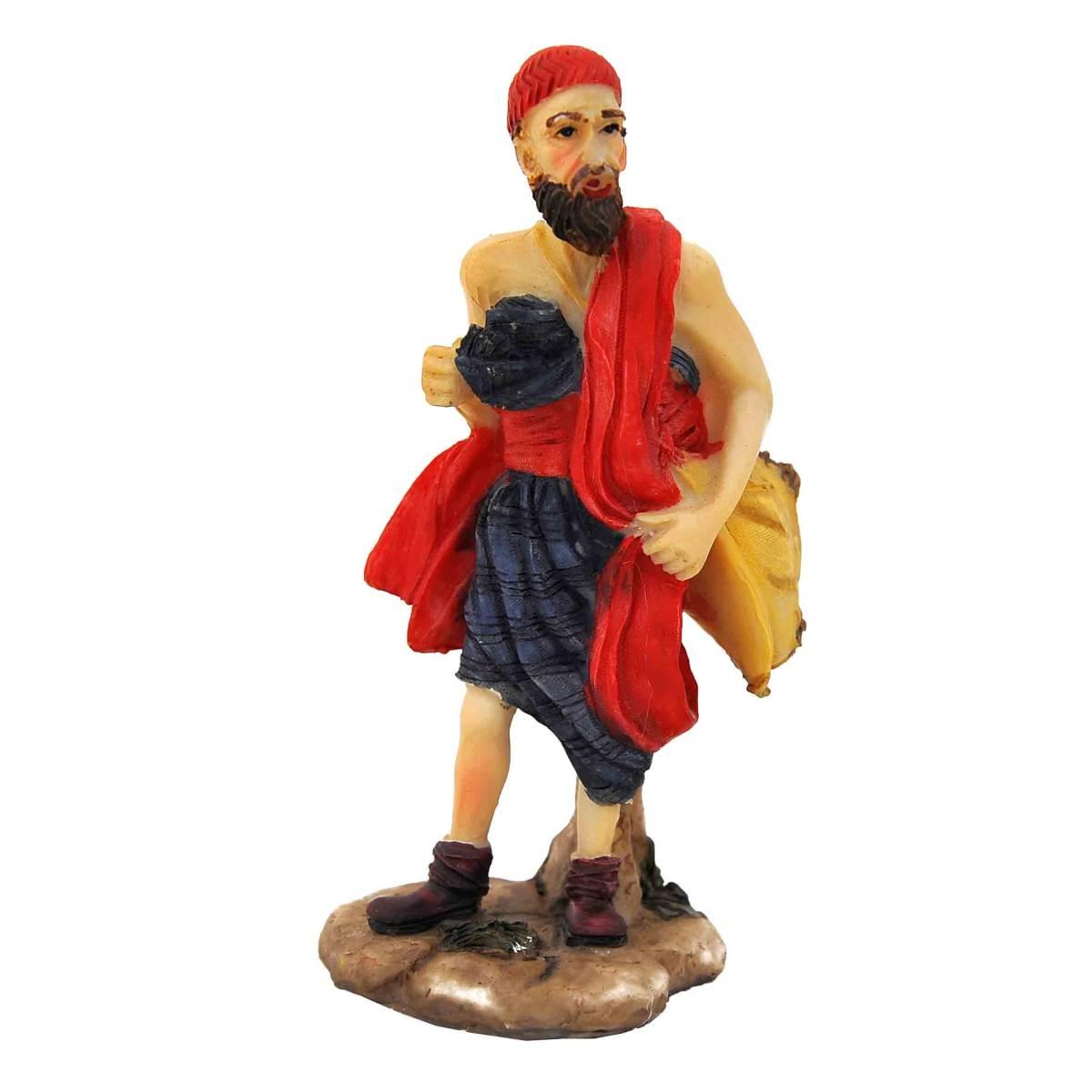 Statua cm.15 Arabo con Mantello e Sacca | Rossi Rosa