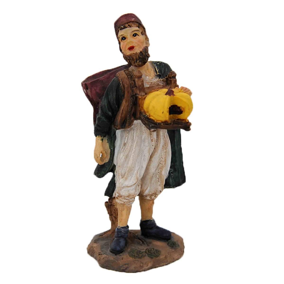 Statua cm.15 Uomo con Sacco e Zucca | Rossi Rosa