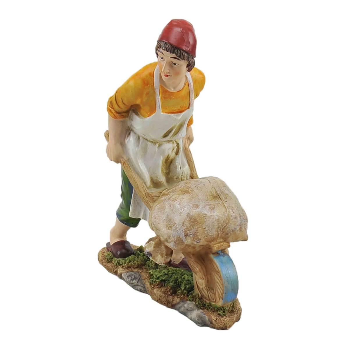 Statua cm.30 Fornaio con Cariola | Rossi Rosa