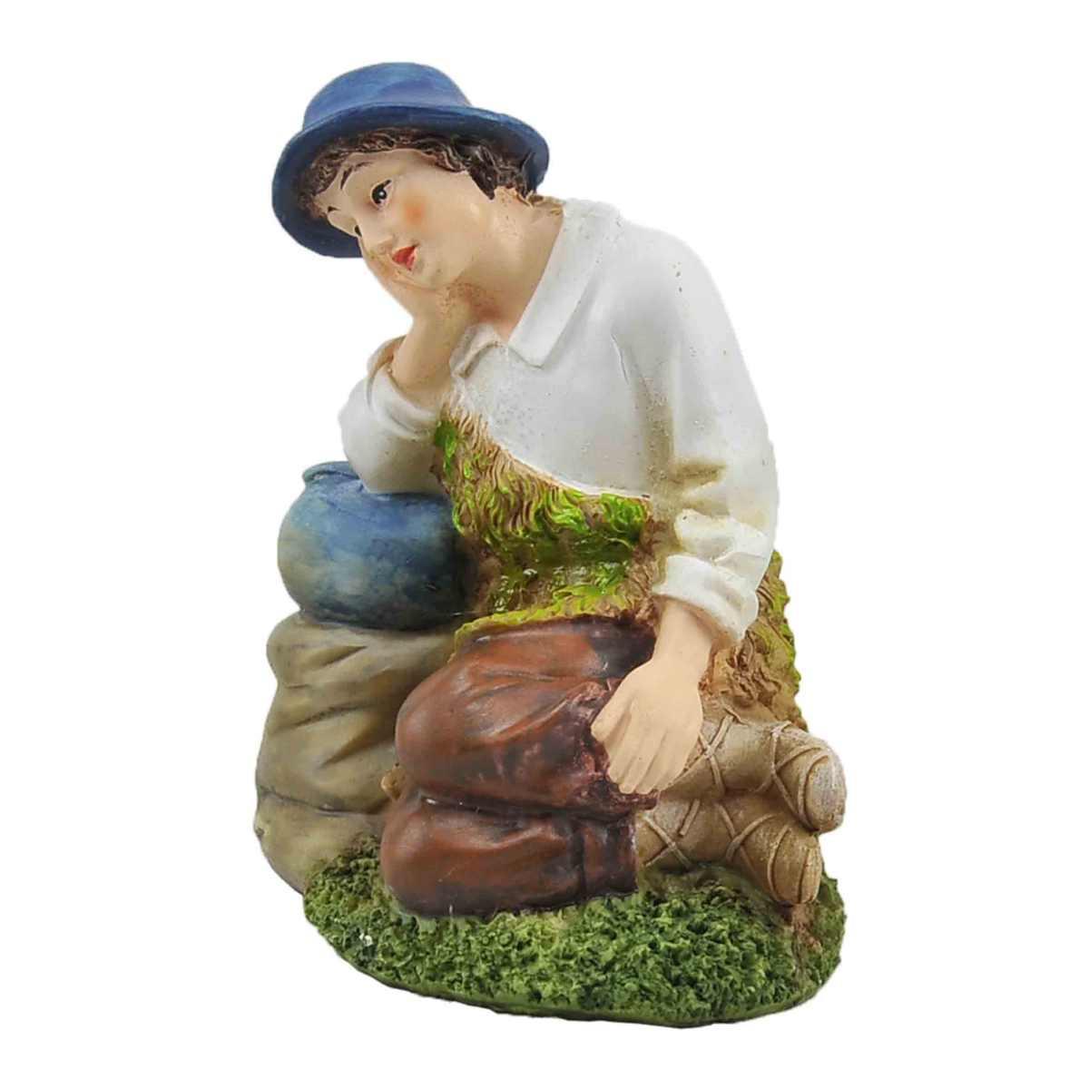 Statua cm.30 Pastore Seduto con Bisaccia | Rossi Rosa