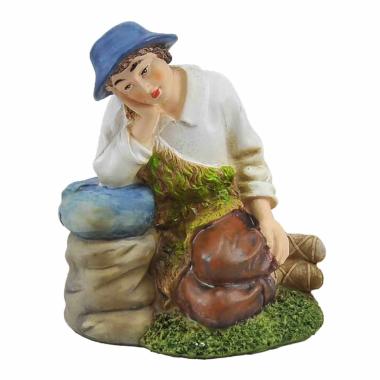 Statua cm.30 Pastore Seduto con Bisaccia | Rossi Rosa