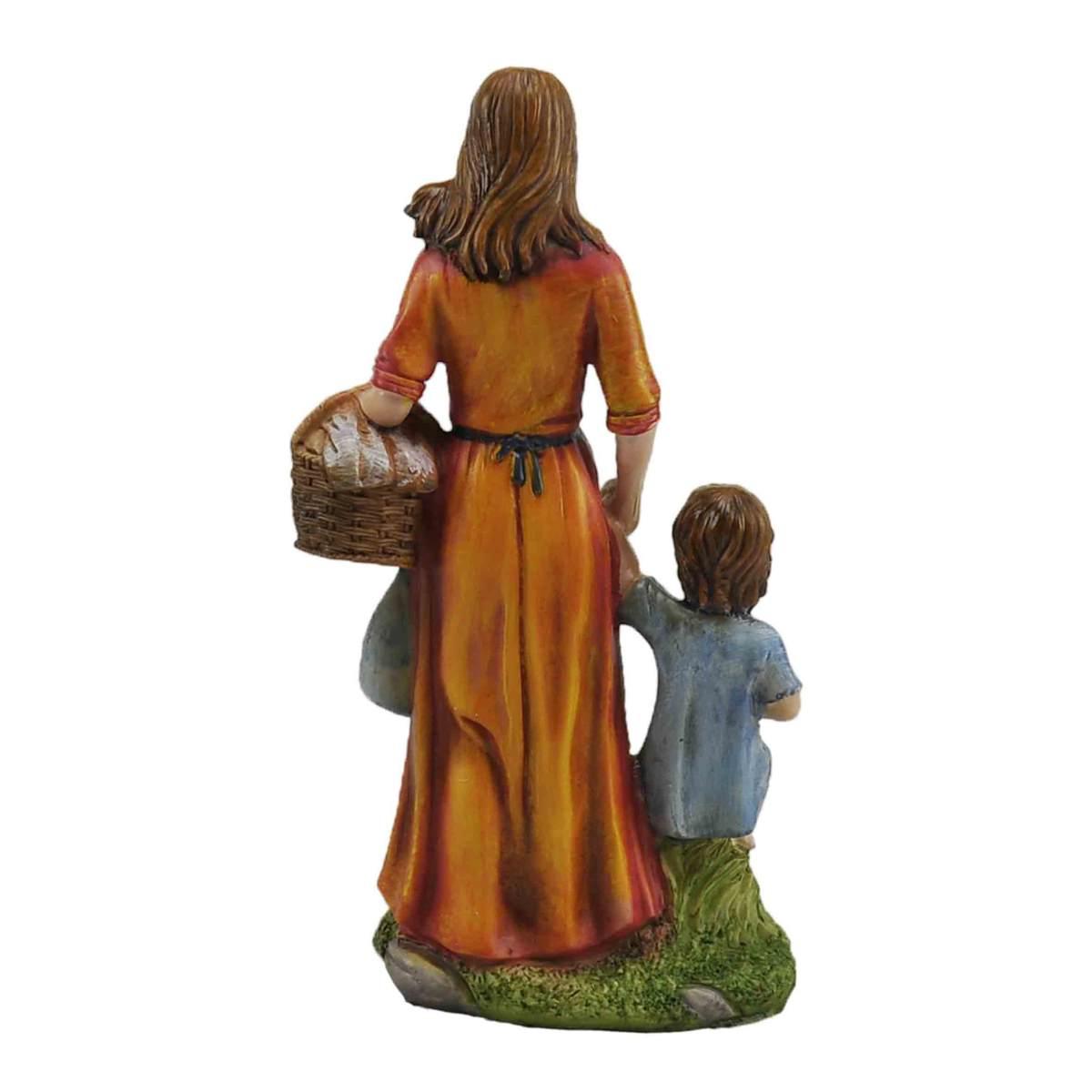 Statua cm.30 Donna con Bambino e Cesta | Rossi Rosa