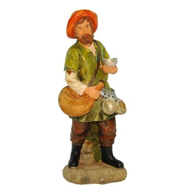 Statua cm.20 Bevitore con Ciotole e Sacca Vino | Rossi Rosa