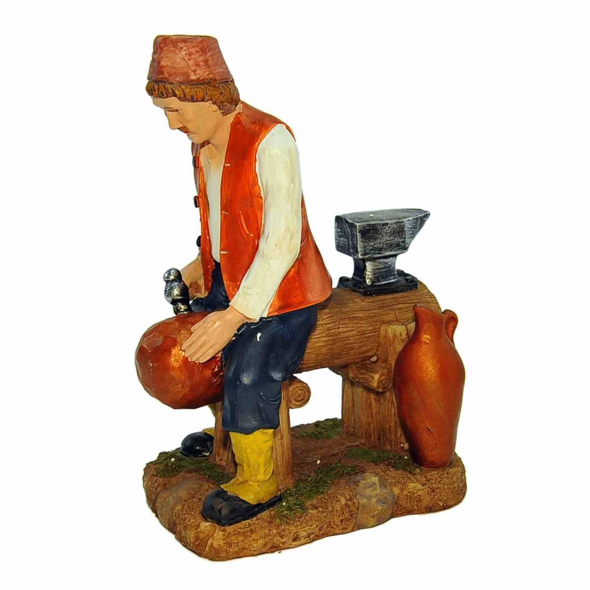 Statua cm.20 Vassaio con Pentola Rame e Incudine | Rossi Rosa