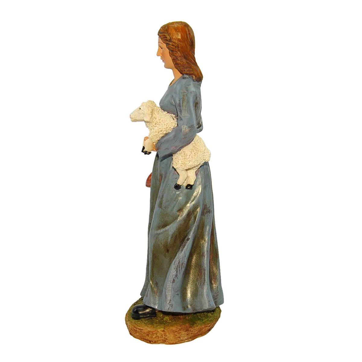 Statua cm.20 Donna con Pecora e Brocca | Rossi Rosa