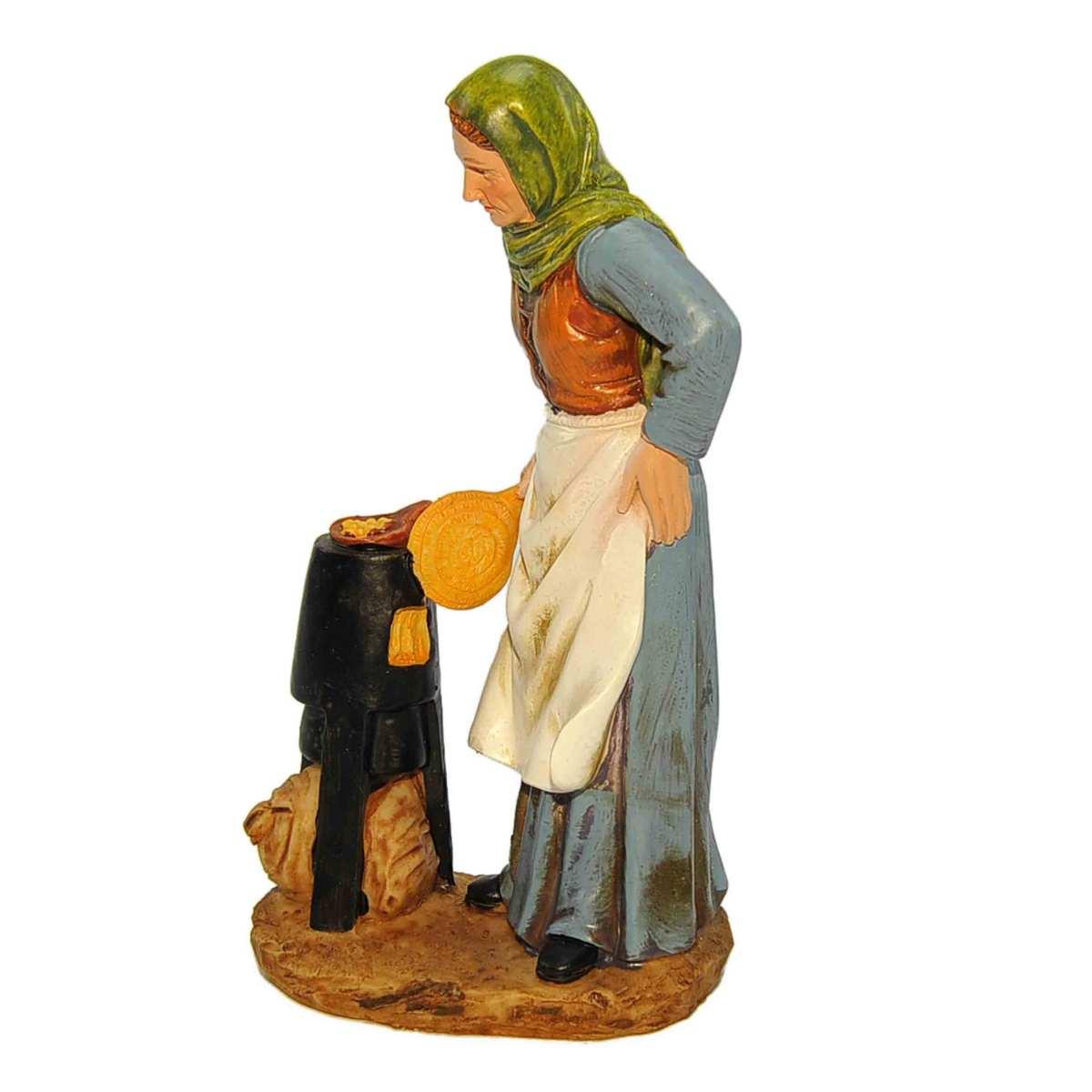 Statua cm.20 Vecchia con Caldarroste | Rossi Rosa