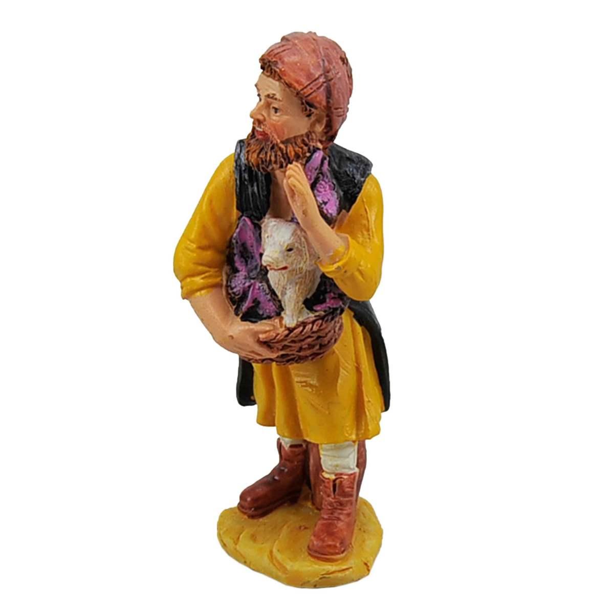 Statua cm.10 Pastore con Cane | Rossi Rosa