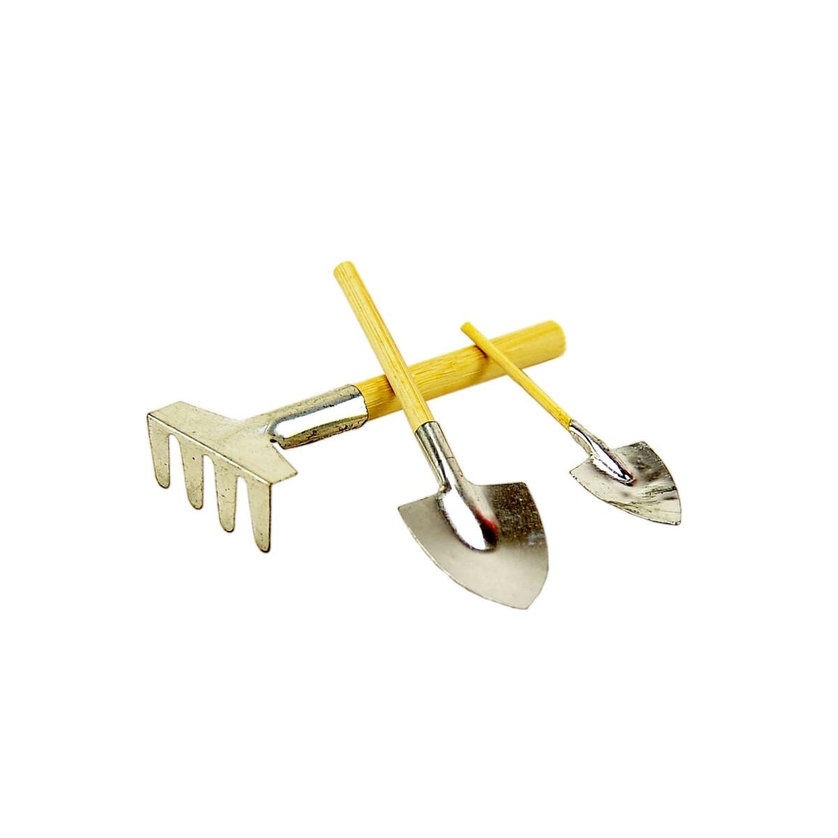 Attrezzi Giardino Metallo/Legno cm.10 Set pz.3 | Rossi Rosa