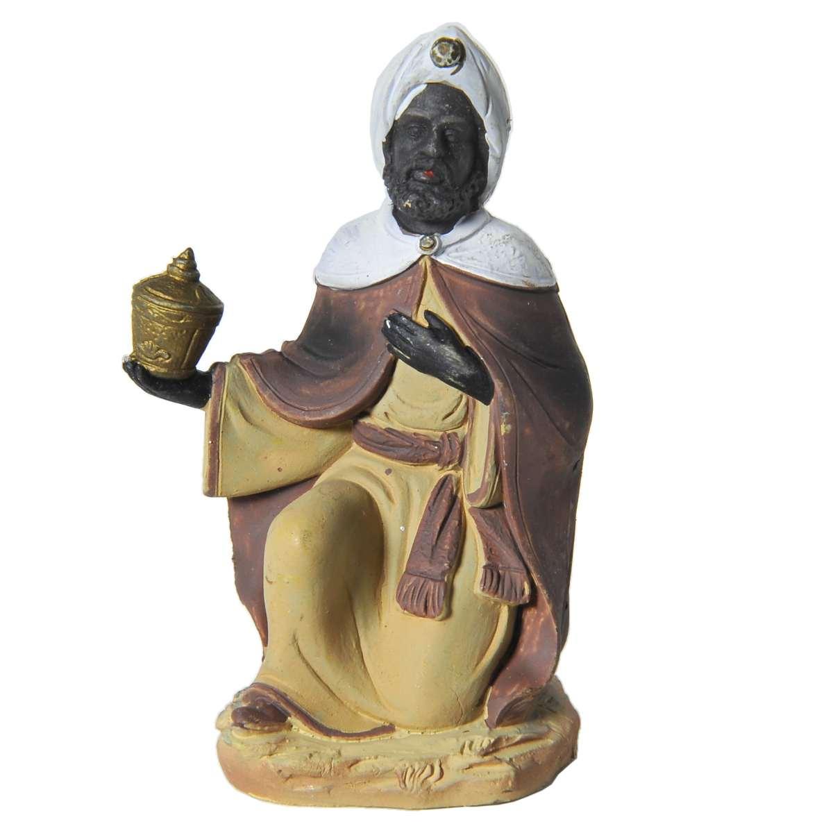 Statua Re Magi cm.10 Baldassarre in Ginocchio cm.8x3,5xH8 | Rossi Rosa