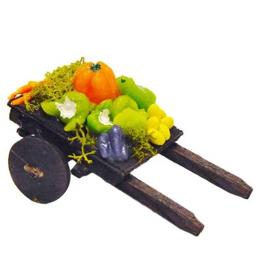 Carretto Legno 2 Ruote del Fruttivendolo cm.6x5,5xH10 | Rossi Rosa