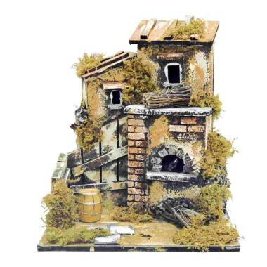 Casetta con Forno Luce Effetto Fiamma cm.24x22x26 | Rossi Rosa