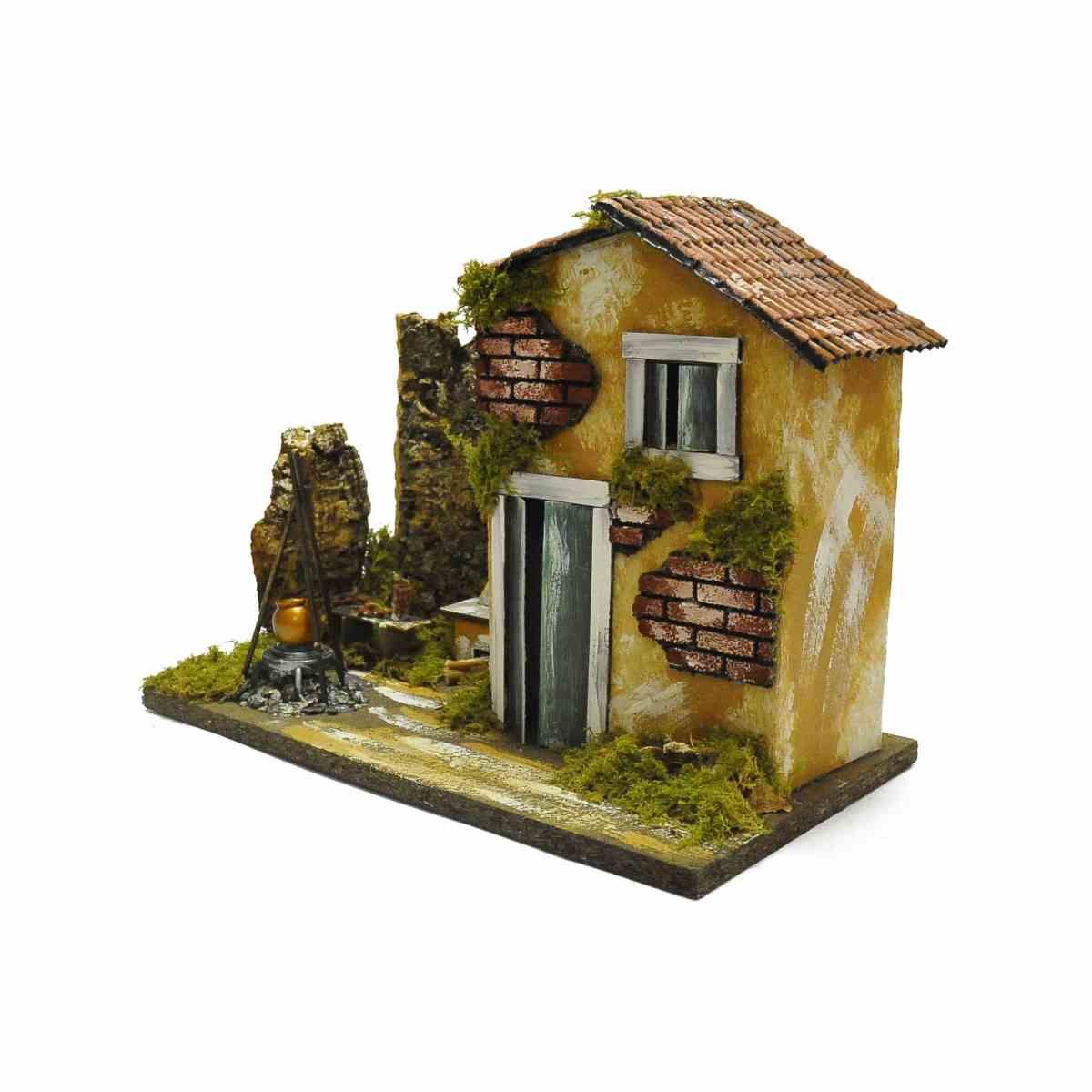 Casetta con Fuoco Elettrico Batterie cm.33x18,5x25 | Rossi Rosa