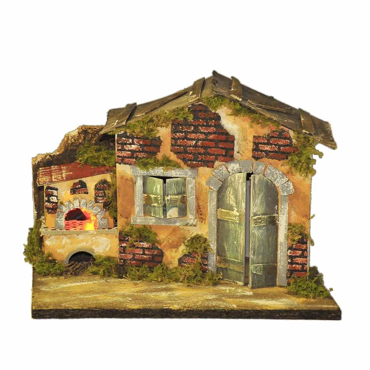 Casetta con Forno con Luce Effetto Fuoco cm.33x18x23 | Rossi Rosa