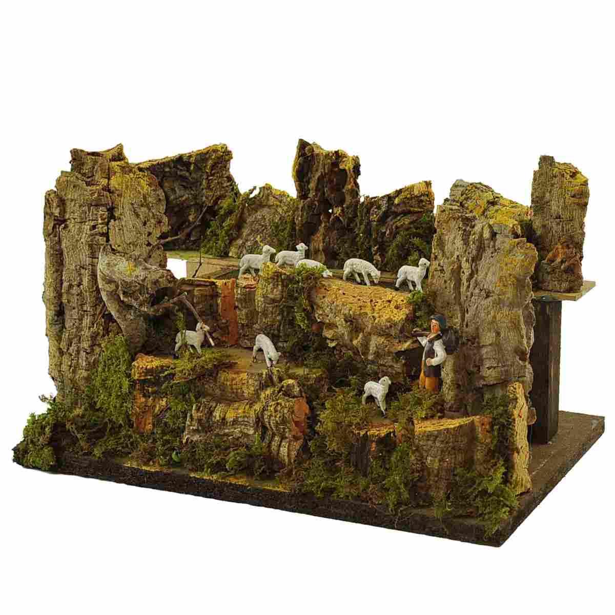 Gregge in Movimento con Pastore cm.33x19x23 | Rossi Rosa