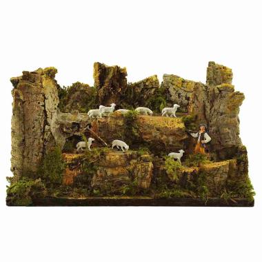 Gregge in Movimento con Pastore cm.33x19x23 | Rossi Rosa