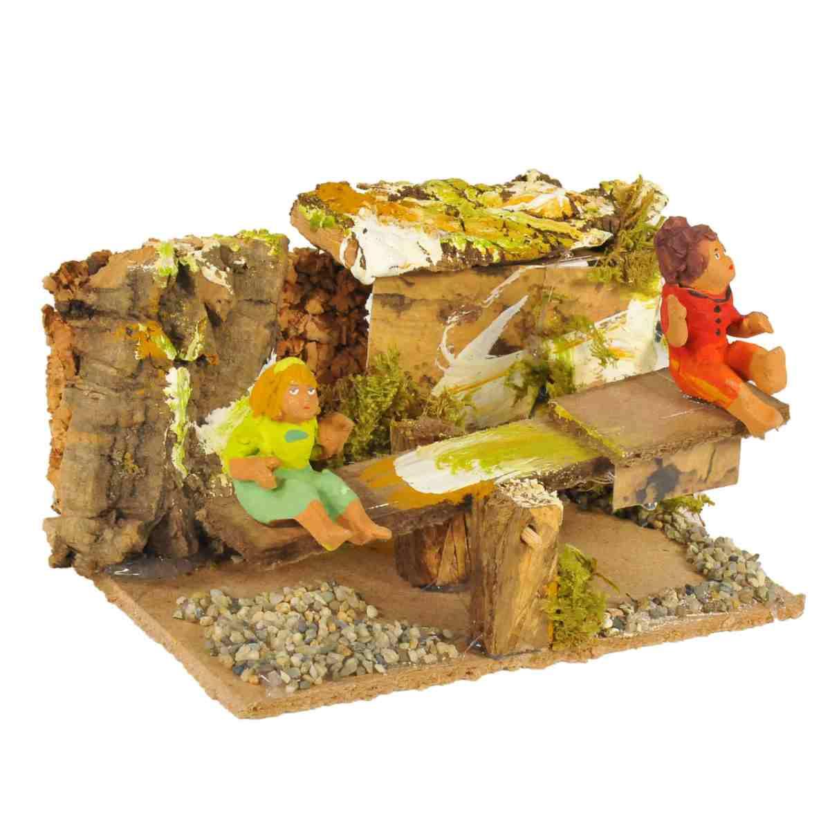 Statua con Movimento - Bambini che Giocano cm.10 | Rossi Rosa