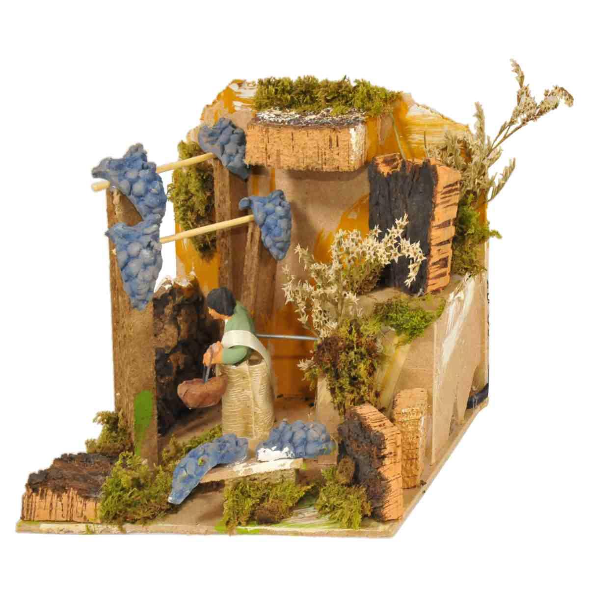 Statua con Movimento - Raccoglitore di Uva cm.7 | Rossi Rosa