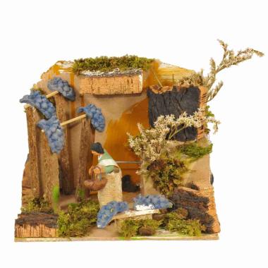 Statua con Movimento - Raccoglitore di Uva cm.7 | Rossi Rosa