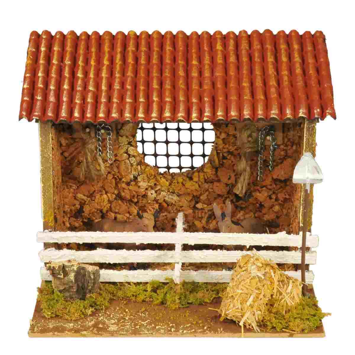 Animali Asino e Bue con Stalla cm.20x14x17 | Rossi Rosa