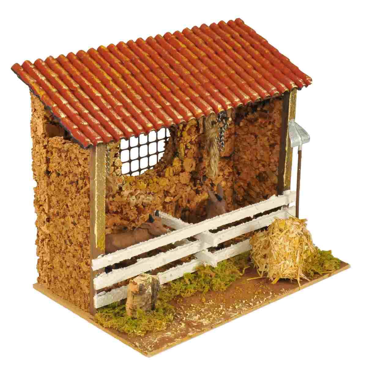Animali Asino e Bue con Stalla cm.20x14x17 | Rossi Rosa
