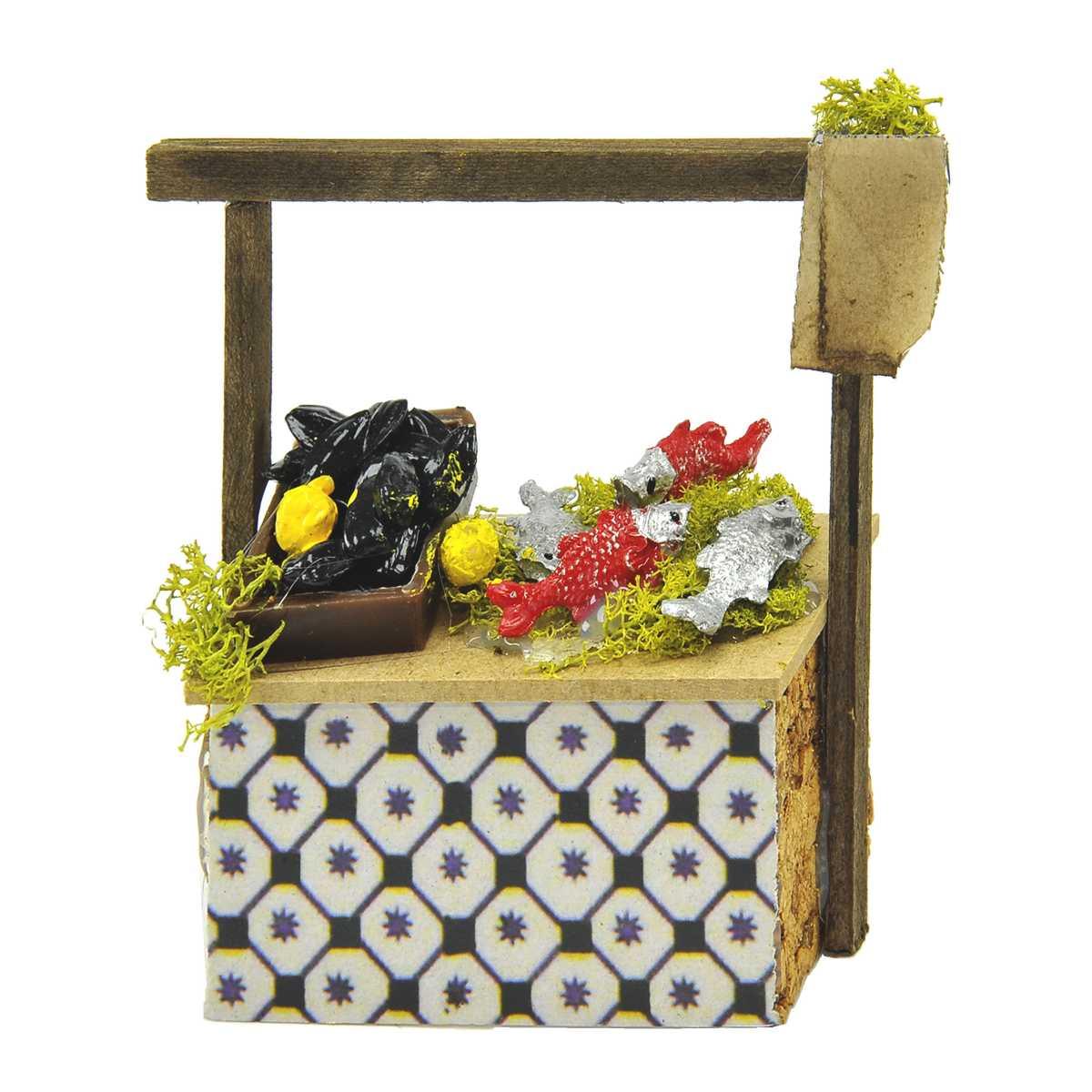 Bancarella con Cassette Pesce cm.12x5xH11 | Rossi Rosa