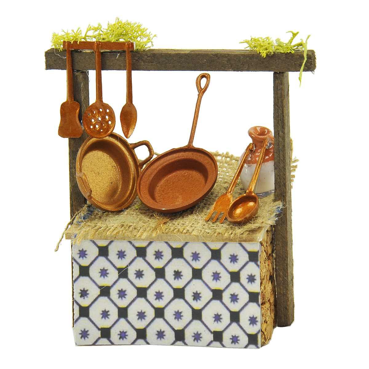 Bancarella con Pentolame cm.12x5xH11 | Rossi Rosa