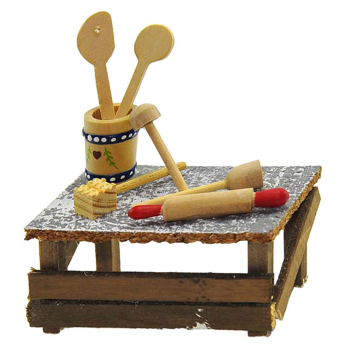 Bancarella con Attrezzi da Cucina cm.9x5x7,5 | Rossi Rosa